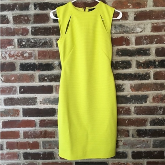 Topshop Dresses & Skirts - Topshop - Lime Green Yellow Ribbed Cutout Dress
